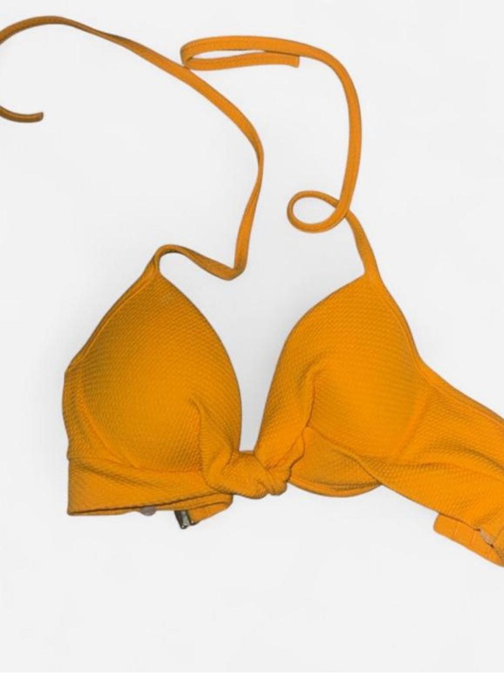 Shade & Shore Orange Knot-Front Triangle Bikini Top